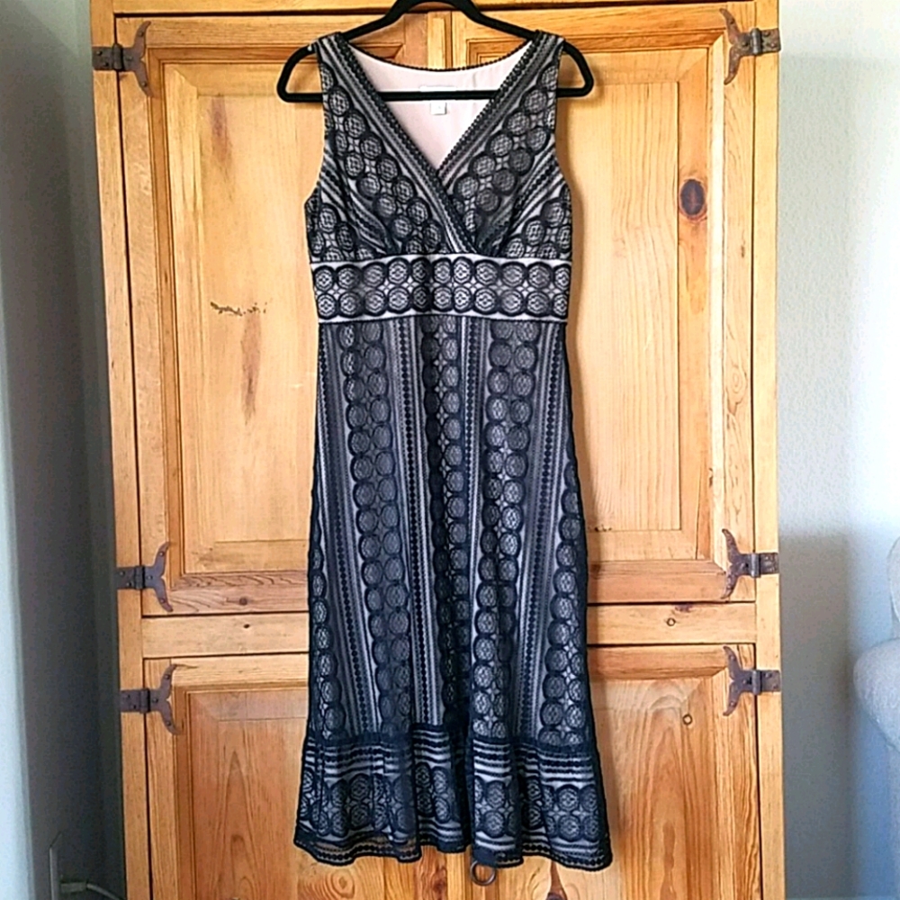 Lined lace midi dress